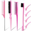8 шт./набор двухсторонних тройных расчесок для начеса, профессиональный расческа для волос с контролем краев, для дома