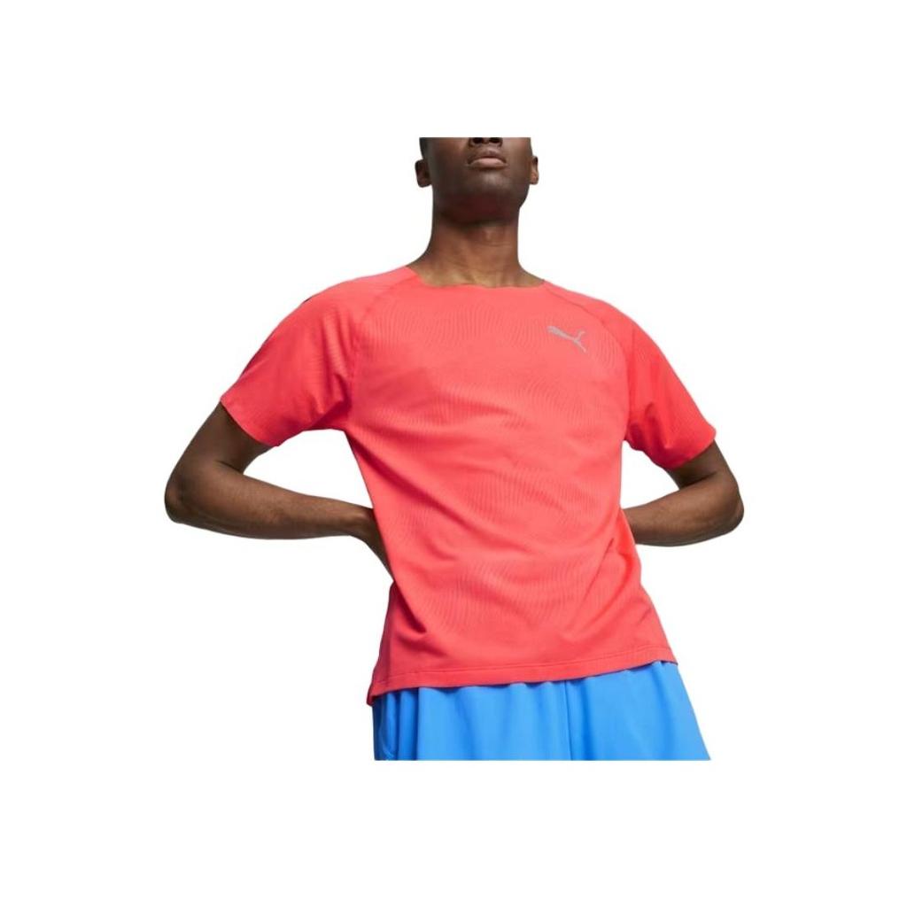 Puma Футболка с коротким рукавом и круглым вырезом с принтом логотипа и рукавами реглан, мужские футболки Fire-Orchid 524622-82