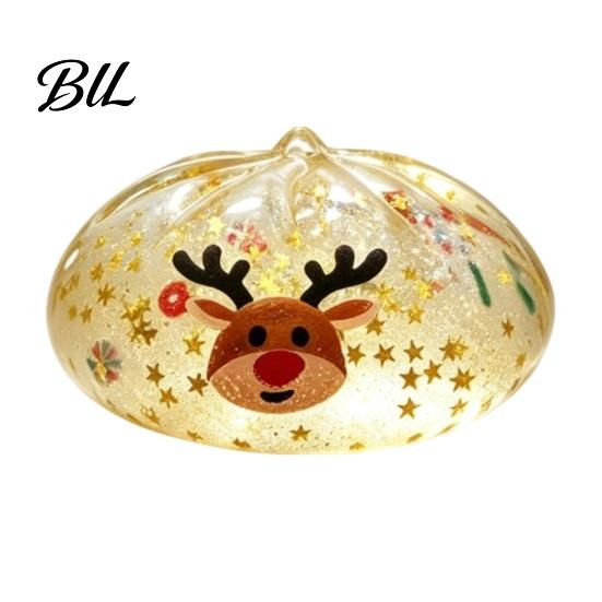 Stress Relief Toys Glitter Bun Toy, Soft TPR Slow Rising Sensory Christmas for Adults Squeeze Fidget Toy Anxiety Relief, Holiday Gifts Kids