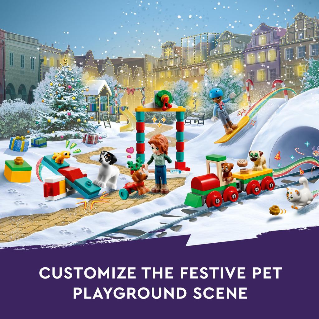 LEGO Адвент-календарь Friends 2023 41758 Игровой набор с обратным отсчетом до рождественских праздников и 24 коллекционными ежедневными сюрпризами, в том числе 2 мини-куколки и 8 питомцев