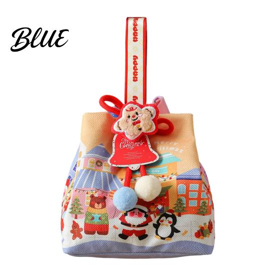 Christmas Small Gifts Drawstring Gift Bag with Handle Reusable Canvas for Packaging Bags Present Xmas Candy Goodie Treat Pouch Holiday Party