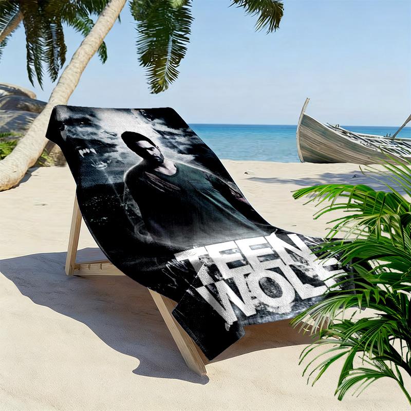 Teen Wolf Print Beach Towel, Large Soft Quick Dry Towel for Beach Camping Swimming