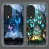 Красивая чехол-книжка из закаленного стекла с принтом «Лесная бабочка» для Huawei Honor 200 Lite 100 Pro 90 GT Magic 7 6 X8 X9