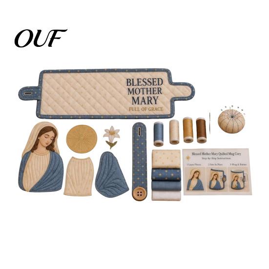 Handcrafted Christmas Drink Sleeve Faith Mug Cozy Sewing Kit, DIY Quilted Religious Wrap Craft Handmade Fabric Christian Making Kit for Adults,