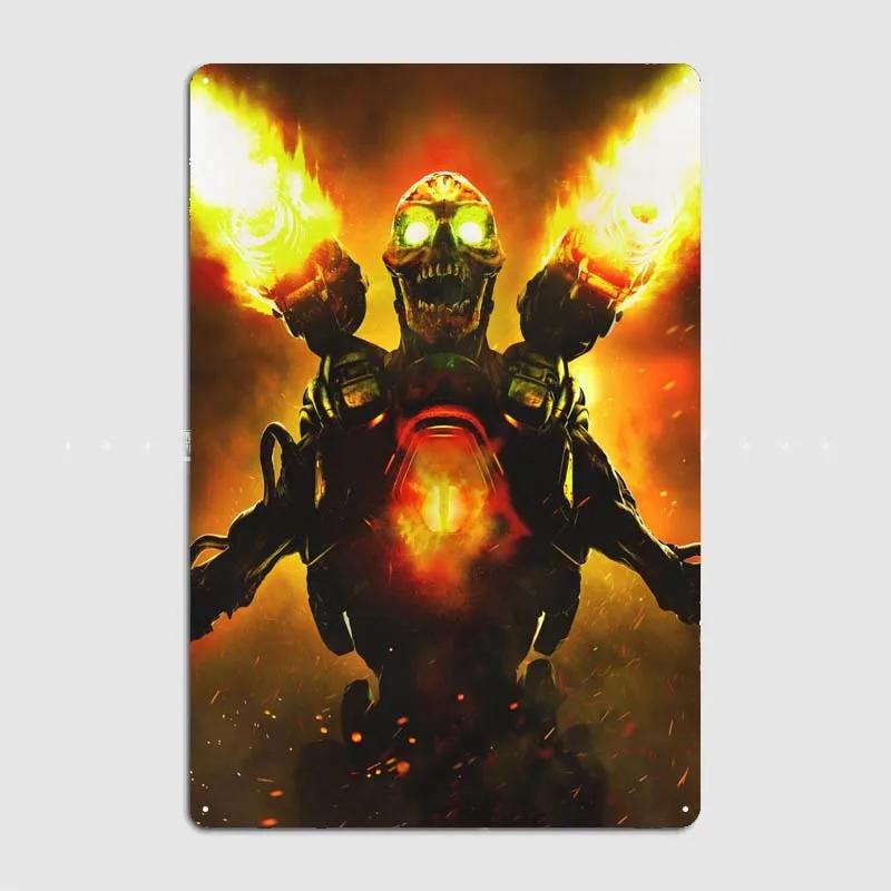 Плакаты Doom Аксессуары для украшения дома Игровые таблички Настенное искусство Винтажная металлическая жестяная табличка для украшения стен комнаты геймера Декор для дома