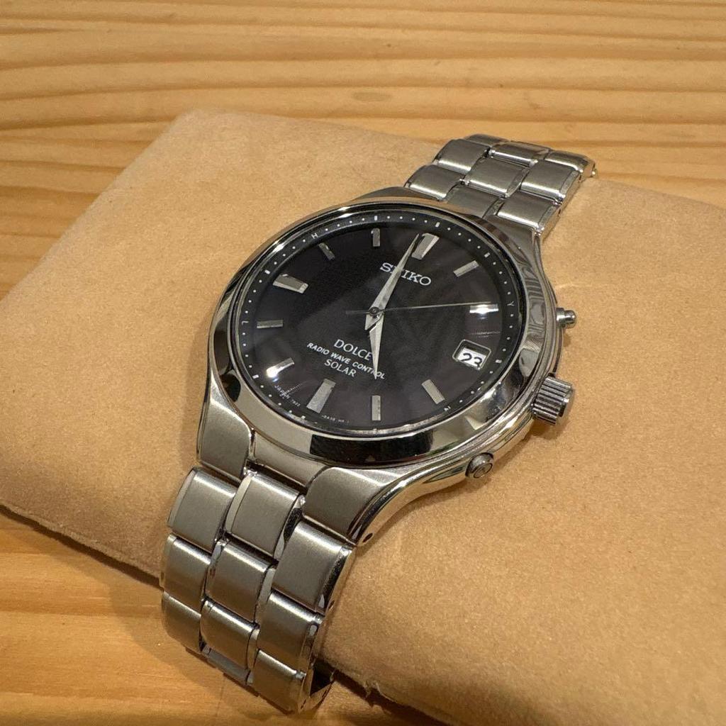 Б/у SEIKO Dolce Радиоуправляемые Солнечные Часы Черный Циферблат Дата