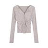 American Gentle Women's Knitted Sweater: Autumn Long-Sleeve Slimming Cardigan with Lapel Design