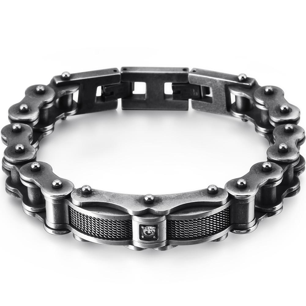 Рок-н-ролльный мужской браслет 12 мм из литой нержавеющей стали, металлические велосипедные цепные браслеты для мужчин, мальчиков, байкеров, ювелирные изделия, аксессуары, подарки