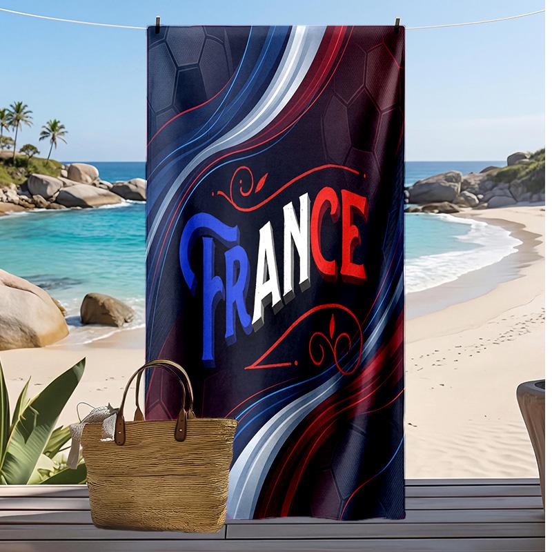 Пляжное полотенце с принтом France Football, быстросохнущее, супервпитывающее, мягкое банное полотенце для плавания, пляжа, путешествий, сувенир, подарок