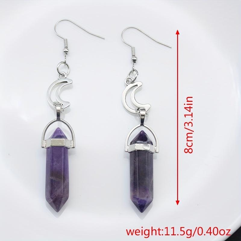 Полая луна с фиолетовым дизайном из искусственных кристаллов Серьги-подвески Элегантный минималистский стиль Повседневные на каждый день