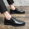 Fashion Business Dress Shoes Plus Size 38-48 Oxford Shoes Mens Side Buckle Pointed Toe Leather Shoes Comfortable Durable Mens Shoes