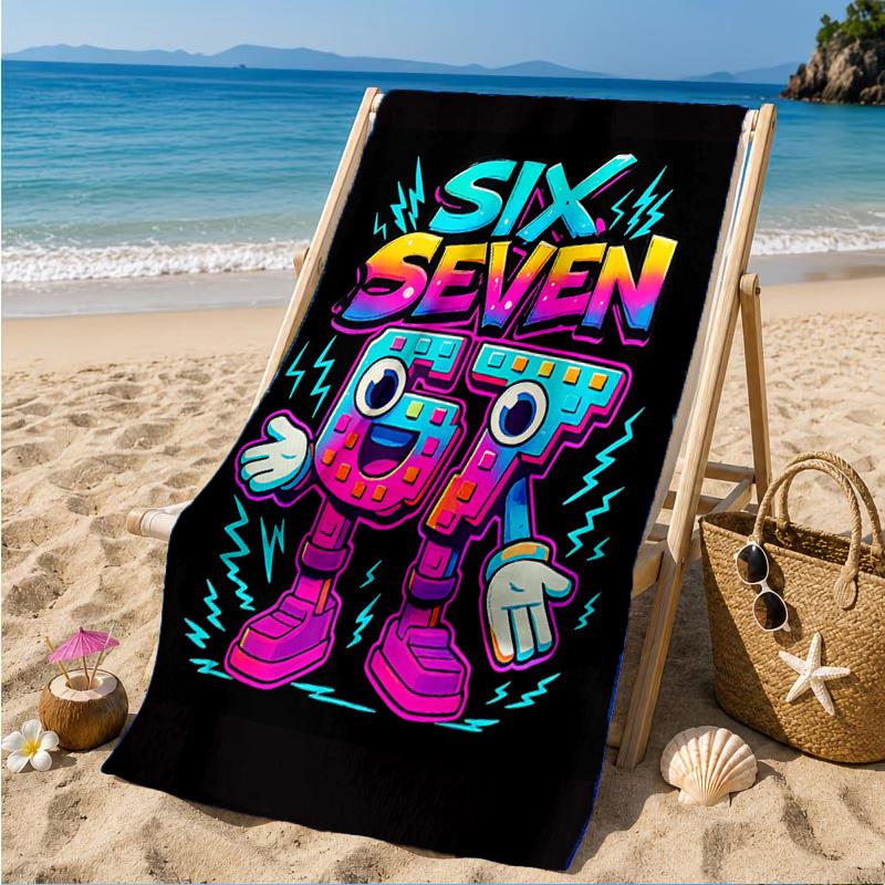 Space Adventure With Six Seven 67 Beach Towel, Quick-drying, Easy to Care for, Suitable for Both Fitness and Beach Vacations,Sports Essential