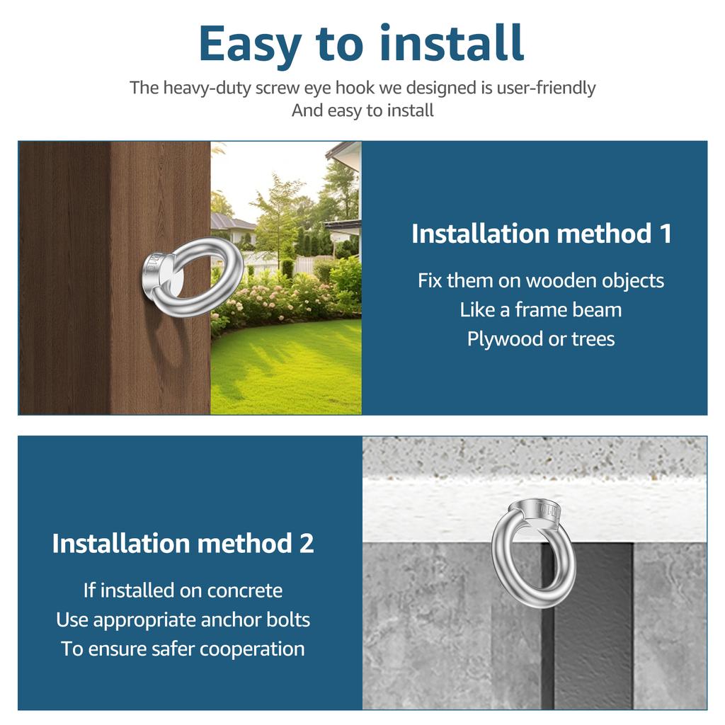 Удлиненная рым-гайка саморез из нержавеющей стали рым-болт с круглым кольцом саморез крюк для гамака стойки кресла-качели