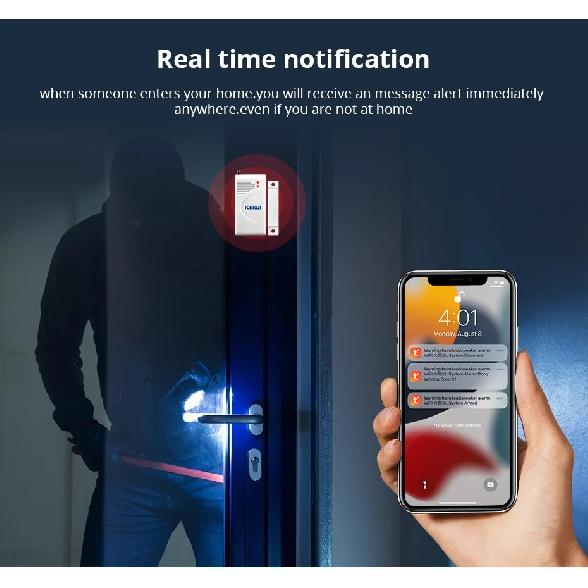 KERUI Tuya Smart WIFI Wireless Security Home Alarm System Kit Burglar Garage Alert Siren with Motion Door Sensor Alexa