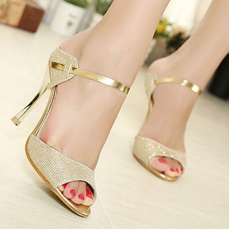 Stunning Summer Gold Silver High Heels Sandals For Women With Chic Open Toe