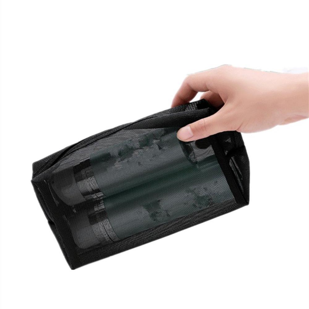 Черная сетчатая прозрачная косметичка, дорожный органайзер для косметики на молнии, сумка для хранения туалетных принадлежностей