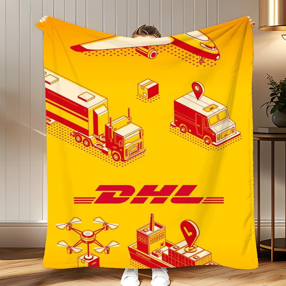 Популярный логистический бренд DHL Express Мягкое коралловое флисовое одеяло-плед 310 г/м² Пушистое теплое одеяло для дивана кровати диванчика декора спальни