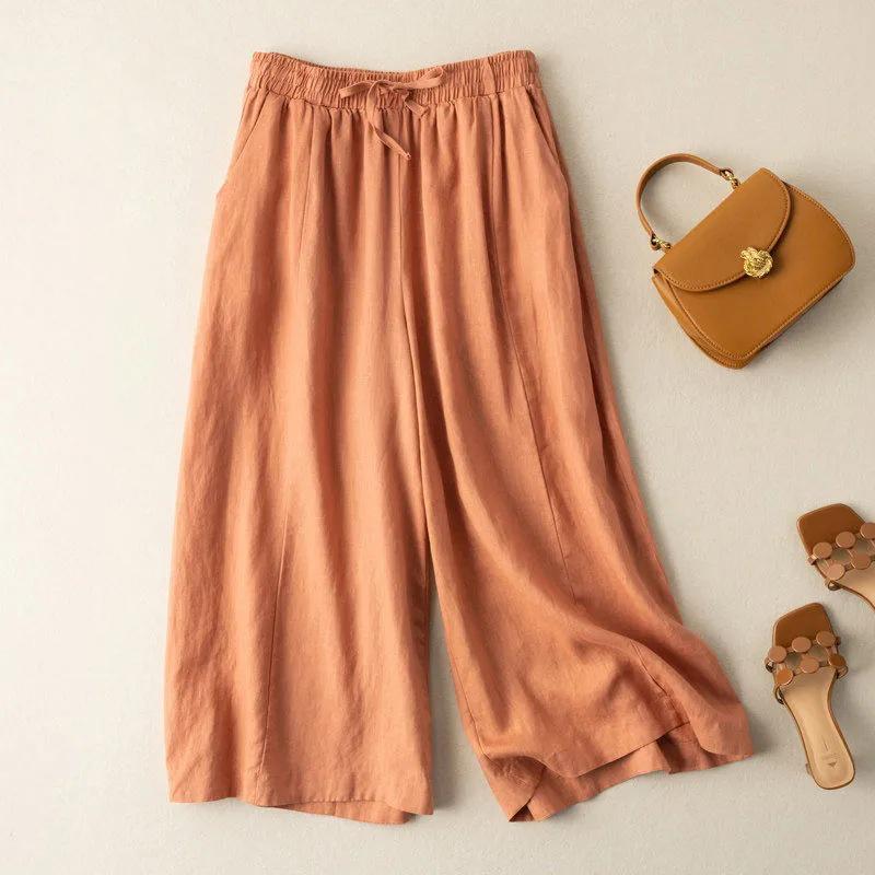 Seven Leg Pants Women High Waist Summer Thin Fit Slimming Versatile Casual Straight Leg Pants
