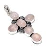 Rose Quartz Gemstone Handmade 925 Sterling Silver Jewelry Pendant 2.84" s5B37