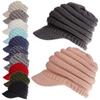 Women's Solid Color Knitted Baseball Open Horsetail Skiing Hat EMA