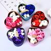 1set Soap Rose Love Gift Box Party Supplies Rose Bear Heart Box Mother's Day Heart-shaped Iron Box Romantic 5 Colors
