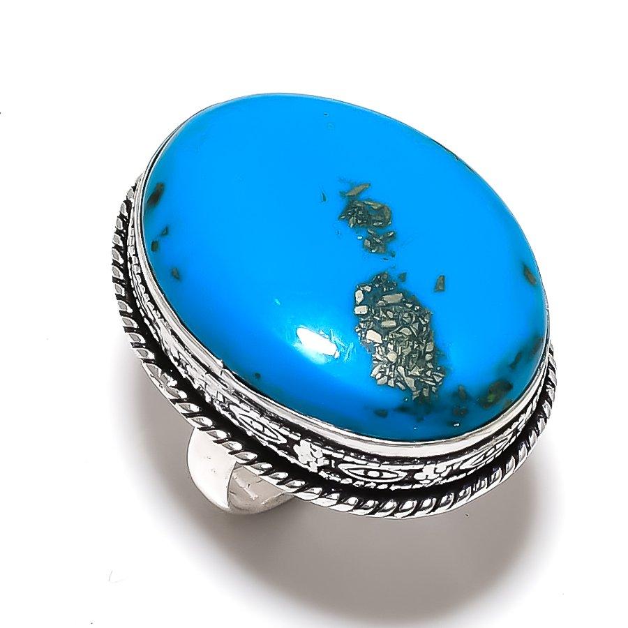 Turquoise Handmade 925 Sterling Silver Jewelry Ring Size 10 l9U17