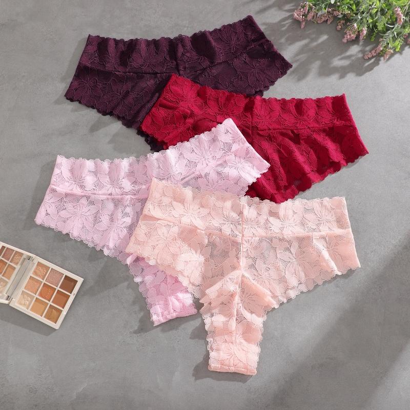 3 шт./комплект Женские трусики с высокой талией Женские сексуальные кружевные прозрачные стринги Дышащие однотонные мягкие трусики