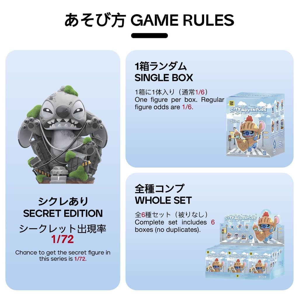 ЛУЧШАЯ ИГРУШКА Disney Серия Город Коробка с сюрпризом Мягкий винил Подарок для коллекционеров персонажей Диснея "Приключение Стича" [В ассортименте 6] Фигурки, Игрушки, Подарок,