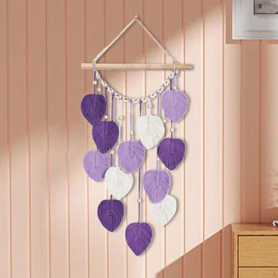 Настенный ковер в технике макраме, тканый гобелен, минималистский, современный декор, кисточки из листьев, бохо-гобелен