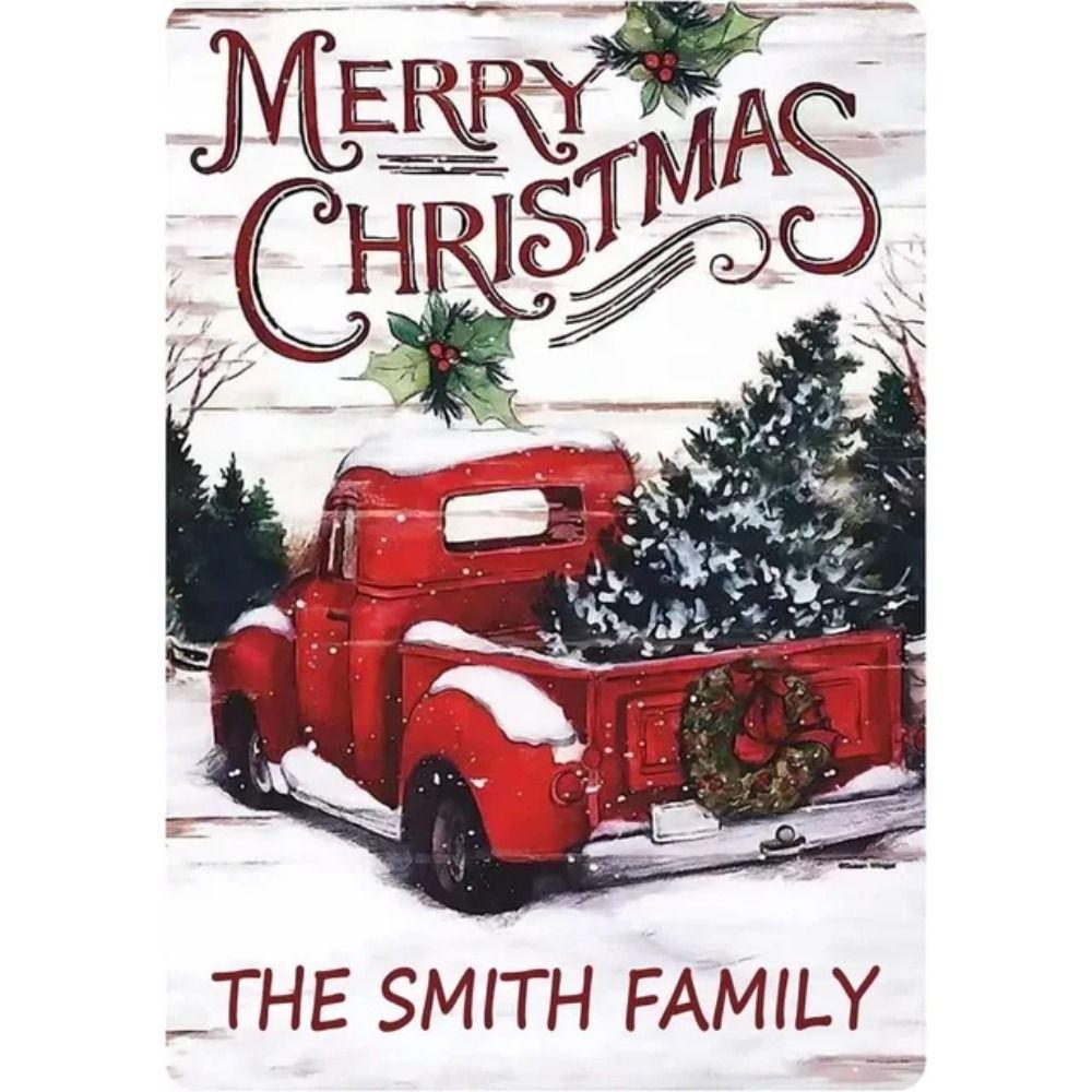 Счастливого Рождества Металлическая табличка Санта, Праздничный новогодний настенный декор 20x30см