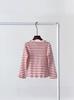 G26 Spring Korean Girls' Color-Woven Striped Long-Sleeve T-Shirt
