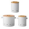Potato Onion Garlic Canisters Set Countertop Pots Stackable Multipurpose with Wooden Lid for Kitchen