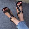 Korean Plus Size Rhinestone Butterfly Chunky Heel Square Toe Sandals – Women's Fashion Crystal Heels