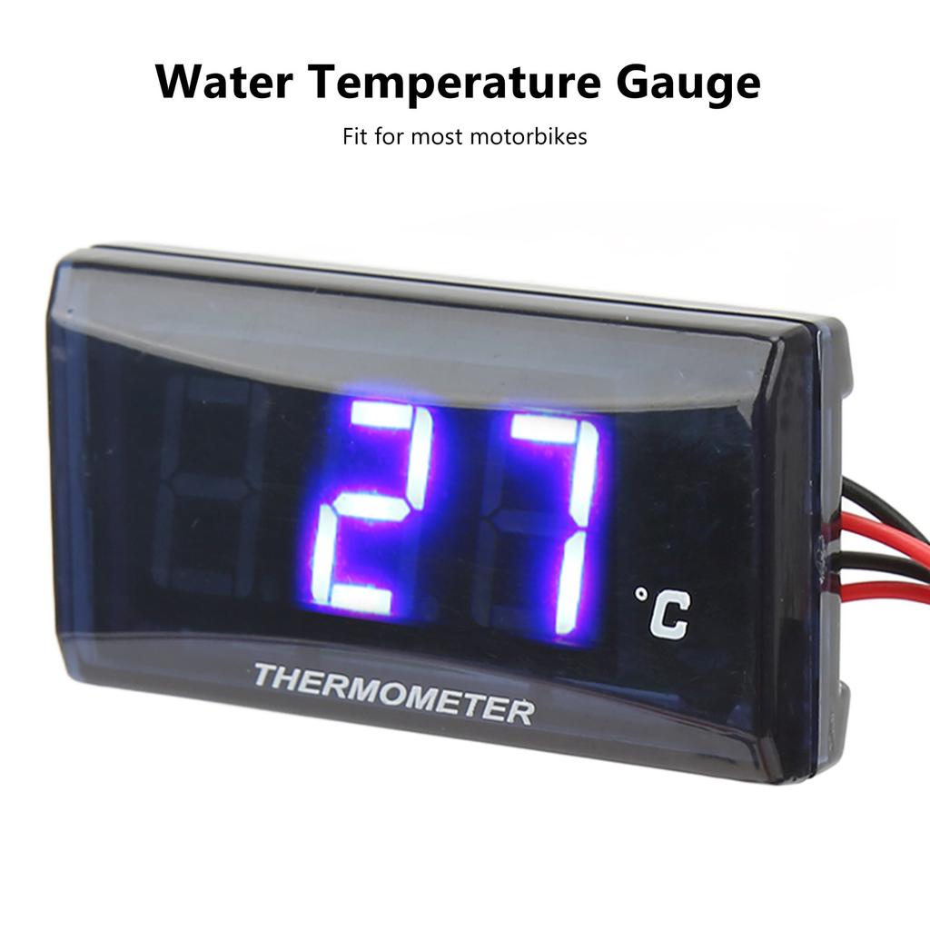 Motorcycle Digital Water Temperature Gauge Thin 12V LCD With 22mm Sensor Adapter for Most Motorbikes