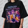 Горячая Распродажа K-Pop Охотники на Демонов Принт Хлопковая Футболка Для Женщин Летняя С Коротким Рукавом С Круглым Вырезом Футболки Повседневная Уличная Одежда Парные Топы