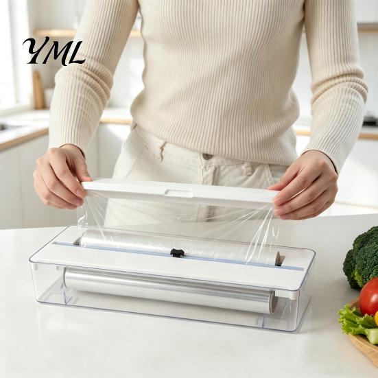 Large Capacity Storage Box Aluminum Foil Dispenser, Adjustable Modular Sliding Cut Kitchen Organizer, Non-slip Base Drawer Dividers Plastic
