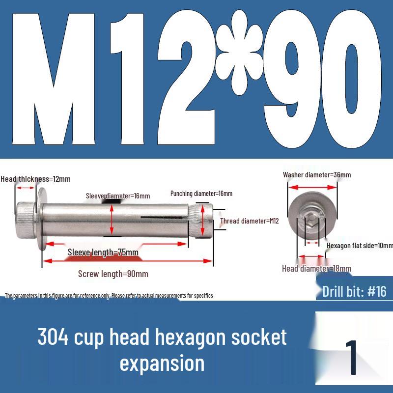 Шестигранный анкерный болт из нержавеющей стали 304 M6/M8/M10 x 60/70/80/90