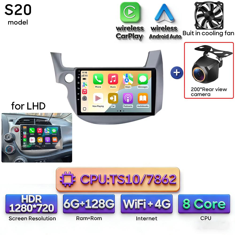 Android 16 pour Honda Jazz 2 GG 2008 - 2014 Fit 2 GE GP GE 2007 - 2014 Autoradio Lecteur multimédia vidéo GPS Navigation CarPlay