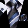 Hi-Tie Dark Gold Plaid Jacquard Mens Silk Tie Classic Necktie Cufflink Hanky Set