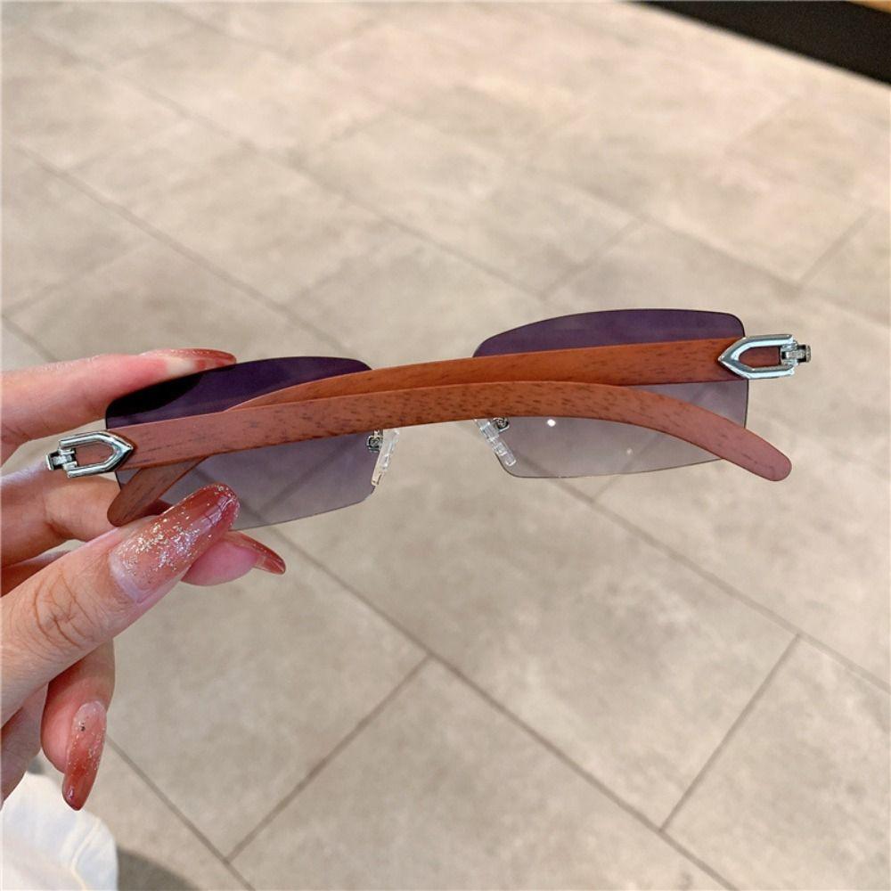 Gradient Rectangle Sun Glasses UV400 Driving Shades Vintage Frameless Eyewear for Women & Men