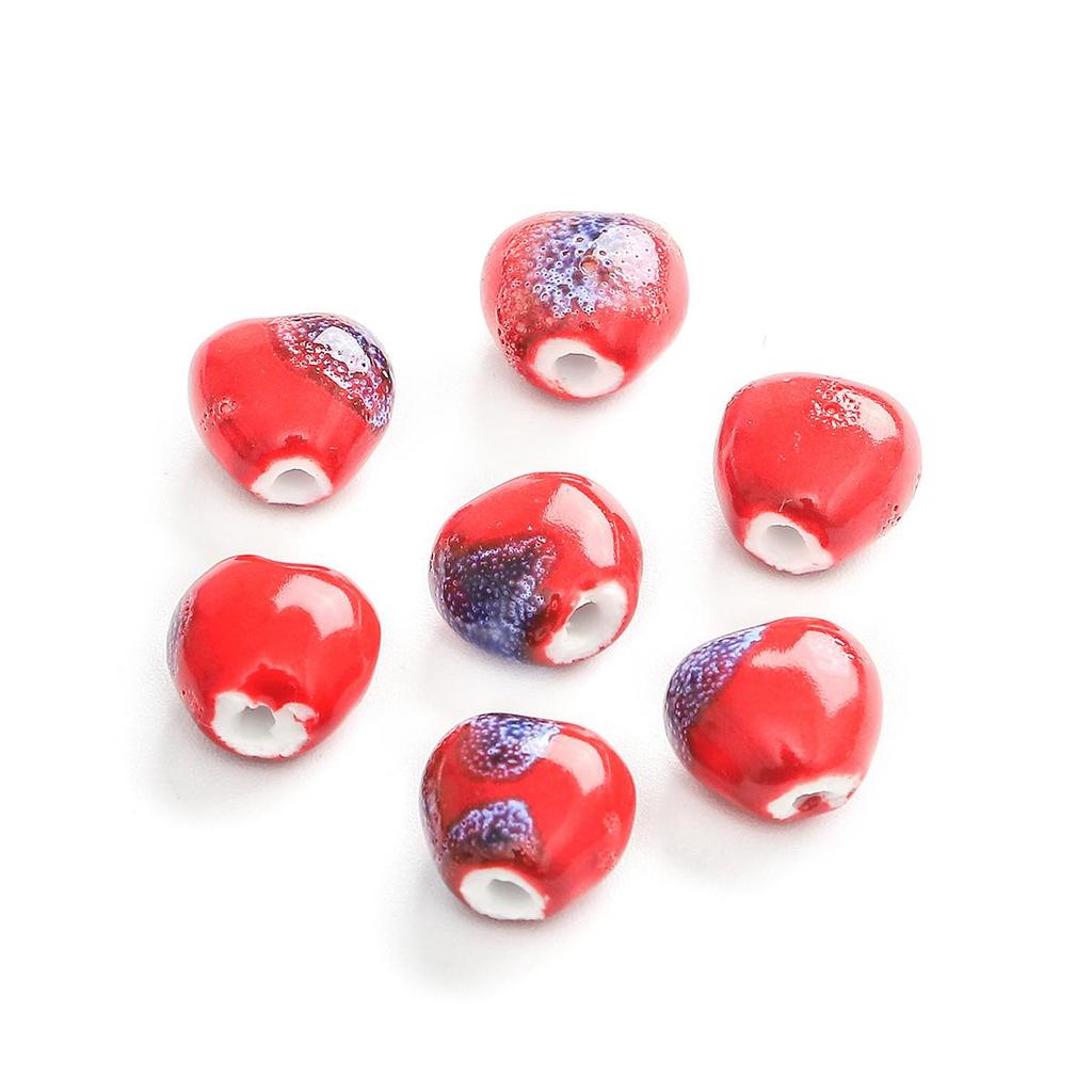 12x11 мм 10 шт., фарфоровые бусины в форме маленького сердца с цветочной глазурью, подвеска для изготовления ювелирных изделий своими руками