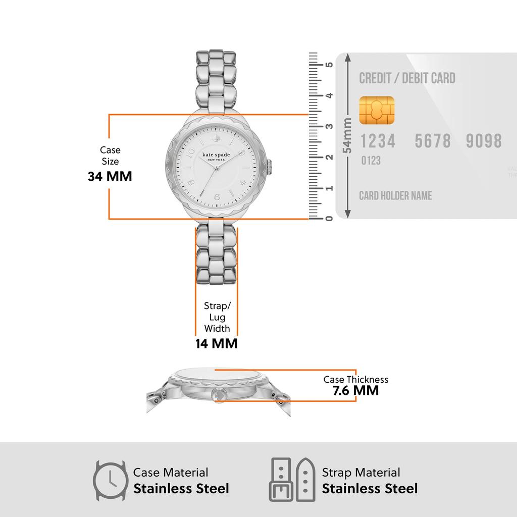 Spade Новые часы MORNINGSIDE KSW1737 Серебристые [Kate York] Женские