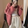 Retro Solid Color Knit Cardigan - Autumn/Winter Loose Fit Korean Sweater Jacket