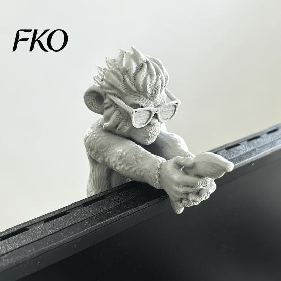 Fine Workmanship Decor Cool Monkey Figurine Computer Monitor Decor, Funny Statue Ornament, Decorative Bedroom Decoration Piece with Banana