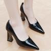 2025 New Women's Patent Leather Cover Foot Non-slip All-match Single Shoes French Pointed Toe Shaped Heel Pump Shoes