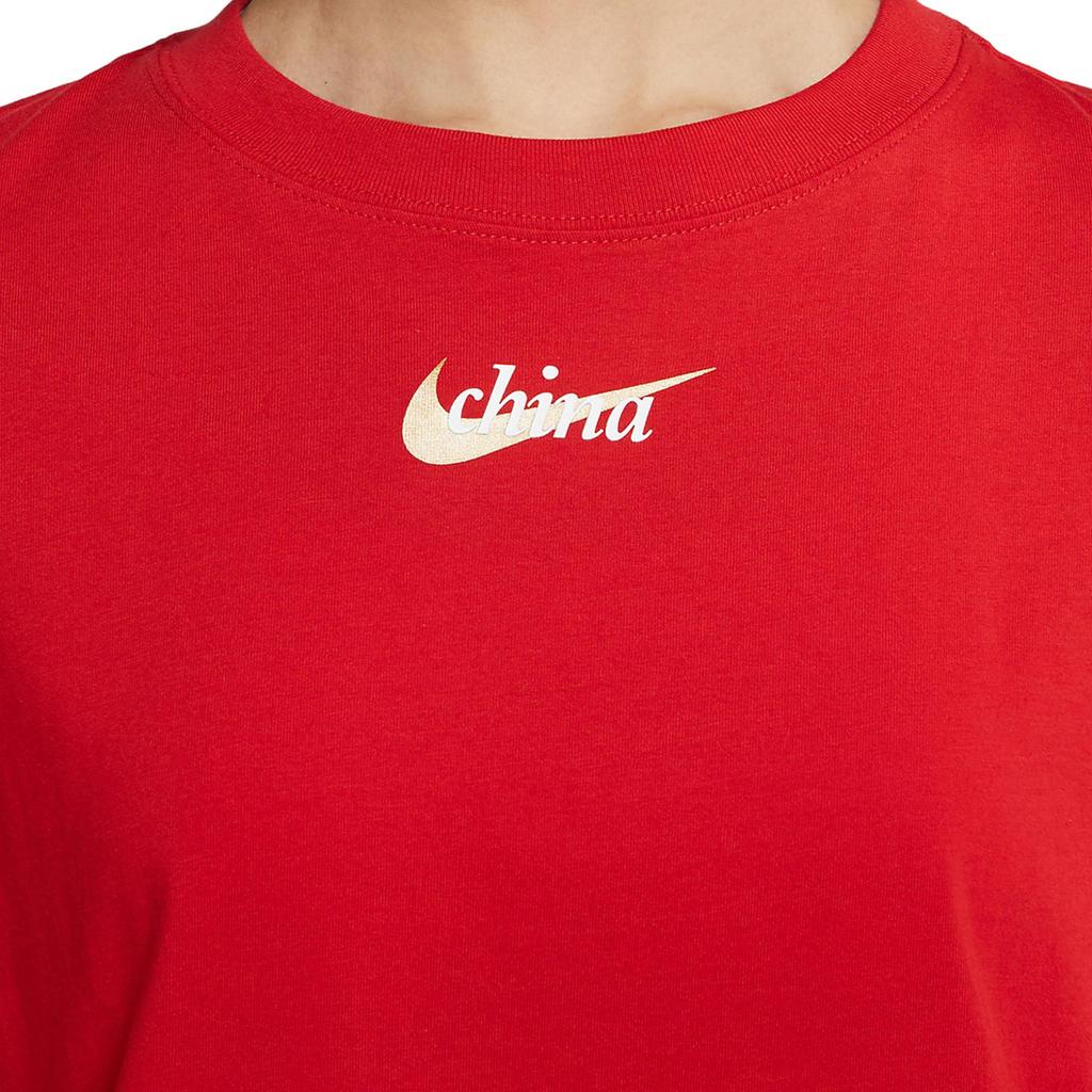 Nike Спортивная футболка с круглым вырезом и логотипом, женские топы, красные DM3553-657