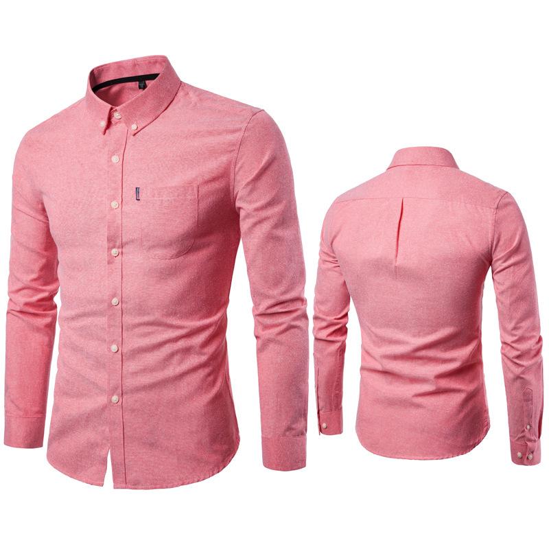 Осенняя новинка, мужская рубашка Oxford Spinning Slim Fit Solid Color Shirt Men's Shirt Long Sleeve Shirt Men's