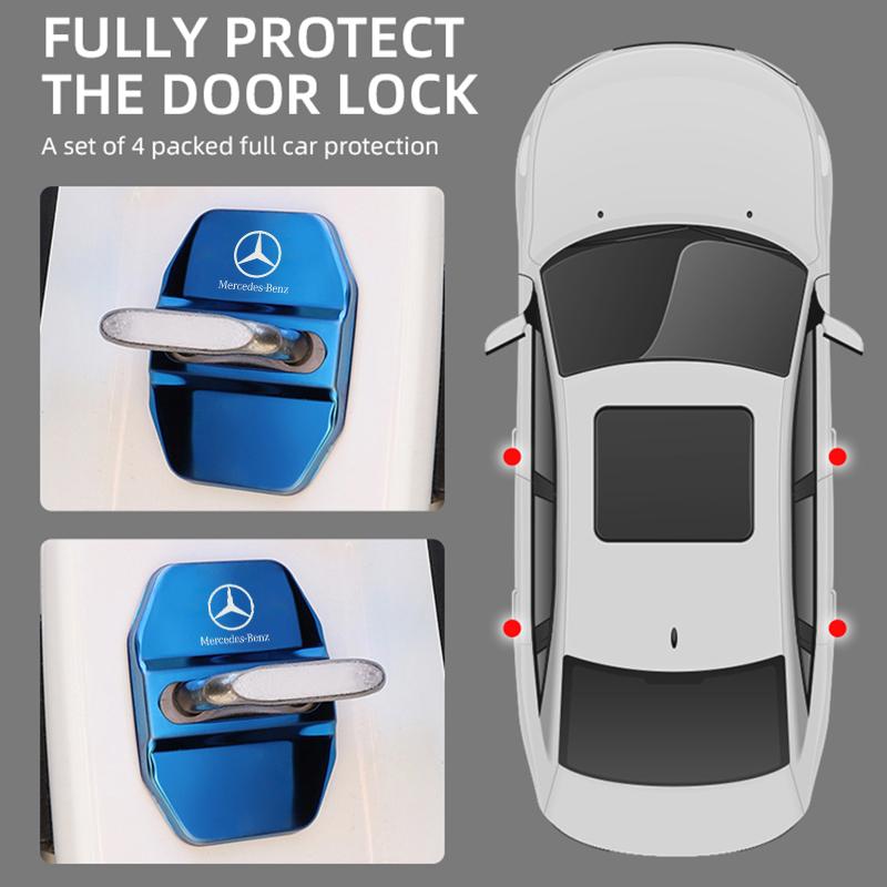 AXX2   4pcs For Mercedes Benz MB AMG E300 W203 W204 W108 W126 W168 W169 W176 W177 W205 W212 W213 Car Buckle Door Lock Cover styling