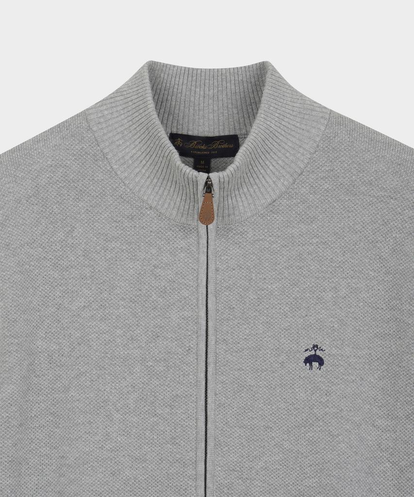 Свитер BROOKS BROTHERS с вязкой «рибана» на молнии (серый) (Bbwzmbg103)