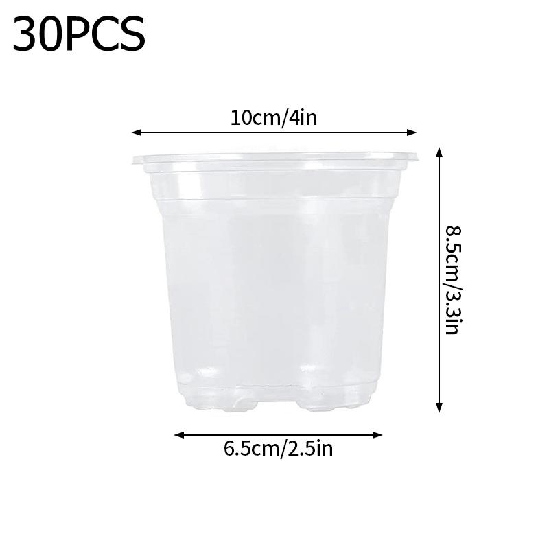 30 шт. пластиковый горшок для рассады растений, прозрачный цветочный горшок, утолщенный посадочный стаканчик, садовый горшок для пересадки, кашпо
